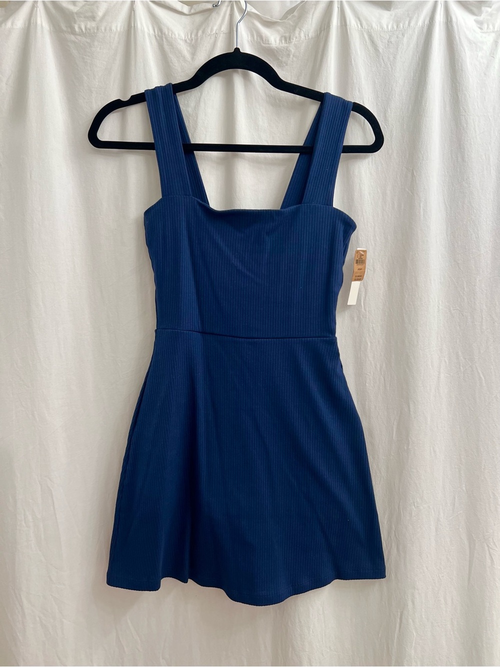 PINK Victoria's Secret Navy Ribbed Square-Neck Mini Dress